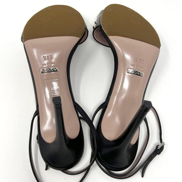 Gucci Leather Studded Ankle‑Strap Sandals Black High Heel 39.5 EU / 9- 9.5 US - Picture 7 of 9